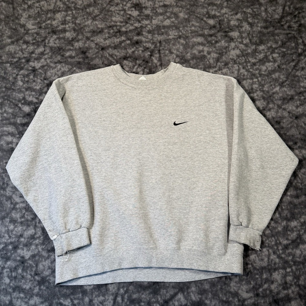 Vintage 90s Nike Crewneck Sweatshirt Mens Size XL Gray Distressed USA Made